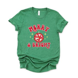 Simply Sage Market Merry And Bright Disco Ball Short Sleeve Tee - XS - Grass - 1 of 4