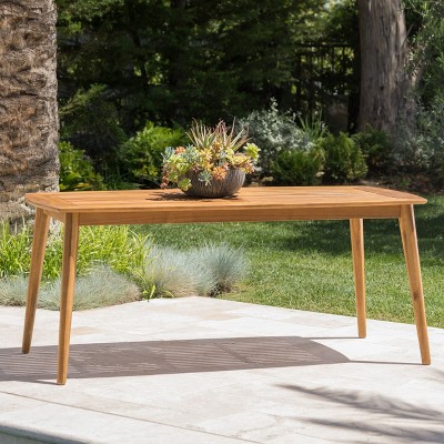 NicBex Outdoor Dining Table Side Tables, Acacia Wood Portable Patio End Table Outdoor&Indoor for Garden Balcony Yard Pool