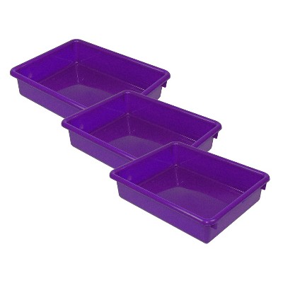 Romanoff Products Romanoff Stowaway Plastic 3" Letter Tray (No Lid) Purple Pack of 3 (ROM15106-3)