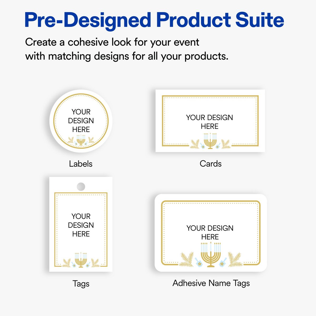 Avery® Labels, 2" x 2", Matte, Gold Menorah Frame, 120 - thumbnail 3