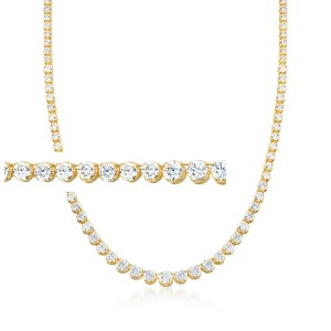 Ross-Simons 20.00 ct. t.w. Graduated CZ Tennis Necklace in 14kt Gold Over Sterling - 1 of 4
