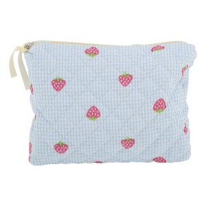 Unique Bargains Quilted Stripe Strawberry Square Makeup BaG 1 Pc - 1 of 4