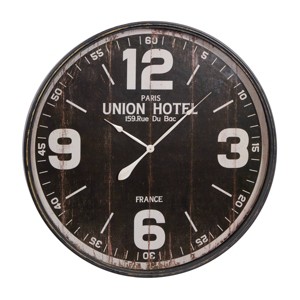 Vintage Metal Wall Clock Black - Olivia & May: Silent, Oversized, Round for Living Room - 1 of 4