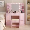 ChicFurnit Vanity Tables Makeup Vanity Desk Vanity Table Set Dressing Table with Square Mirror for Bedroom, Pink, 43.37"*26.77"*52.65" - 2 of 4