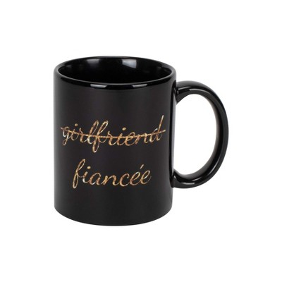 Girlfriend To Fianc�e Glittery Goldtone 11 Ounce Ceramic Stoneware Novelty Coffee Mug