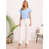 INSPIRE CHIC Women's Ruffled Short Sleeve V Neck Button Down Summer Casual Blouses - 4 of 4