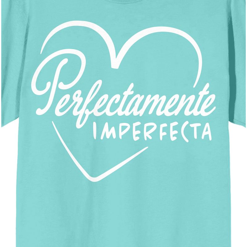 "Perfectly Imperfect" Heart Design Women's Teal Short Sleeve Crew Neck Tee, 2 of 3