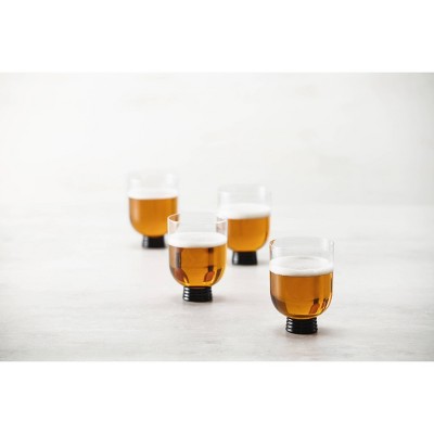 Trevi 17.6oz Clear Glassware Set with Black Base, Set of 4