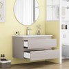 Gulches 32 in 1 Sink Wall-Mounted Vanity Mocha Gray Bath Vanity with White Ceramic Top Double Soft-Close Drawers Rounded Fronts Handle-Free - 4 of 4