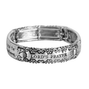 Dicksons The Lord's Prayer Engraved Verse Women's One Size Silver Plated Stainless Steel Four-Tile Stretch Bracelet - 1 of 4