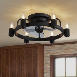 Ludomide Ceiling Fans with Lights, Low Profile Ceiling Fan with Light, 20 in Flush Mount Ceiling Fan with Remote - 1 of 4