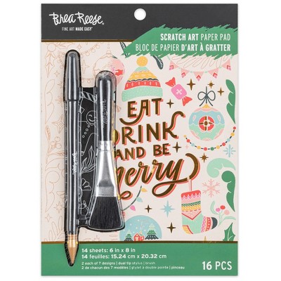 Brea Reese: Scratch Art Paper Pad - Retro Holiday Greetings - 14 6x8" Pages
