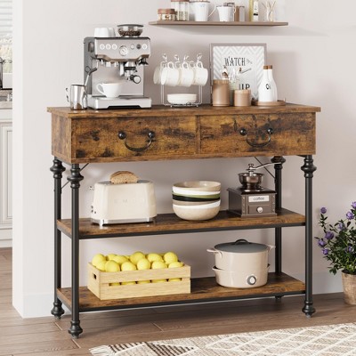 Console Tables for Entryway, Small Entryway Table with 2 Drawers, Narrow Sofa Table with Storage Shelves