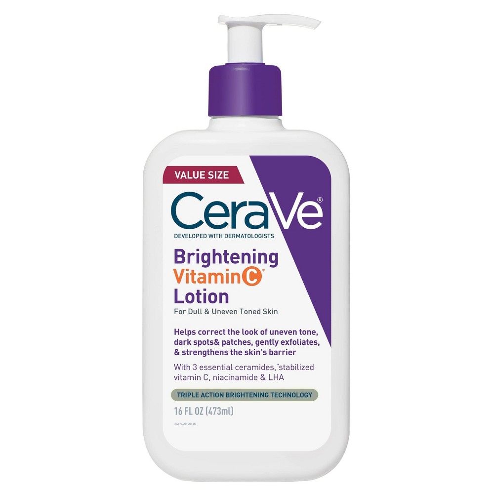 CeraVe Brightening Even Tone Body Lotion For Uneven Toned Skin including Sensitive Areas - Unscented - 16 fl oz