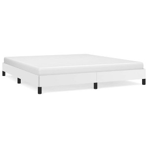 vidaXL California King Bed Frame, Faux Leather Upholstered Platform Bed Frame, White, No Mattress - 1 of 4