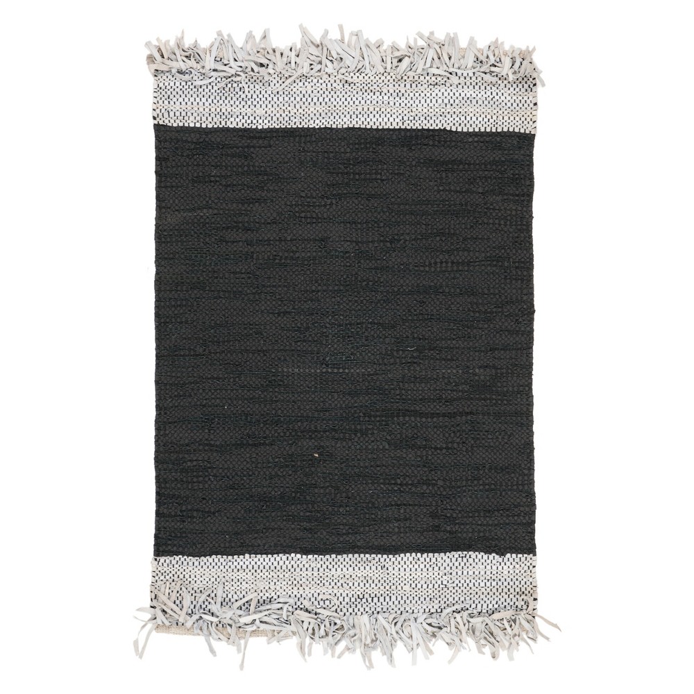 3'x5' Solid Woven Accent Rug Light Gray/Black - Safavieh