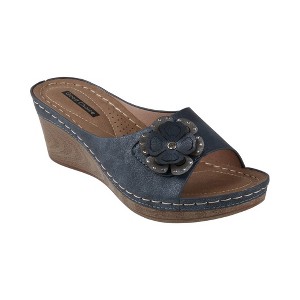 GC Shoes Naples Flower Comfort Slide Wedge Sandals - 1 of 4