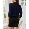 Womens Cardigan Sweater Puff Sleeve Ribbed Side Pleated Cropped Cardigan - 2 of 4