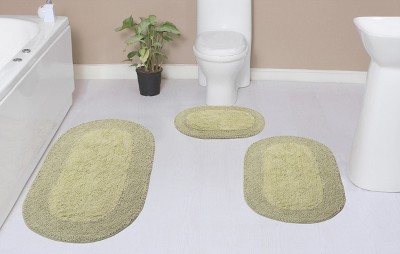 Double Ruffle Collection Cotton Ruffle Pattern Tufted Set of 3 Bath Rug Set - Home Weavers