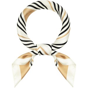 INSPIRE CHIC Women's Satin Striped Square Contrast Color Neckerchief Neck Scarves 1 Pc - 1 of 4