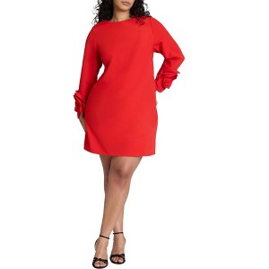 ELOQUII Rosette Sleeve Mini Dress - 1 of 4