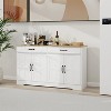 LunaLulinlk 55.91" Large Farmhouse Buffet Cabinet Storage Sideboard with 2 Drawers and 4 Doors for Dining Living Room Kitchen Cupboard-White - 4 of 4