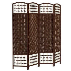 Aghana Digitals 4-Panel Foldable Privacy Screen with Woven Fiber Panels & Poplar Frame for Home - 1 of 4
