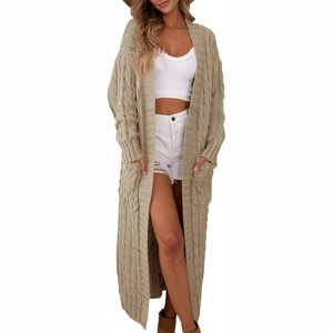 Imily Bela Chunky Knit Open Front Cardigan Oversized Long Sweater Coat for Women with Pockets - 1 of 4