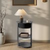 Dexmalle 3-Tier Metal Round Side Table with Sliding Door Cabinet - 3 of 4