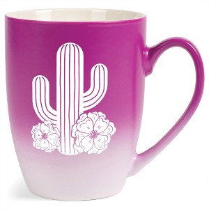 Elanze Designs Cactus Flower Two Toned Ombre Matte Pink and White 12 ounce Ceramic Stoneware Coffee Cup Mug - 1 of 4
