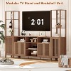 1/2/3pcs Entertainment Center Set with TV Stand & Bookshelves, 2 Bookcases or Single TV Stand for 70" TVs, Farmhouse Modern Living Room - 3 of 4