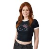 Hello Kitty Character Face Outline Crew Neck Short Sleeve Women's Black Crop Top Baby Tee - image 4 of 4