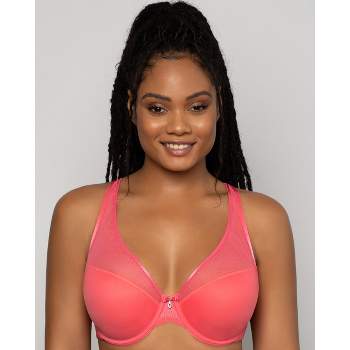 Smart & Sexy Women's Plus Size Retro Lace & Mesh Unlined Underwire Bra  Medium Pink 44ddd : Target