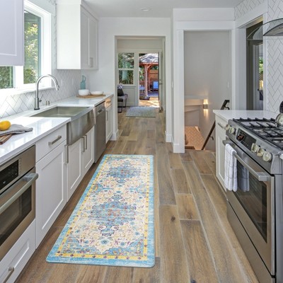 Blue and Ivory Bohemian Anti-Fatigue Standing Mat