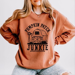 Simply Sage Market Pumpkin Patch Junkie Barn Lightweight Garment Dyed Sweatshirt - 1 of 4