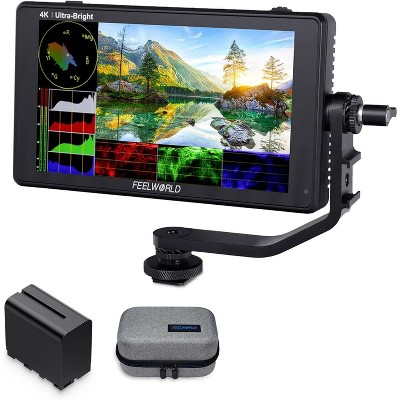 FEELWORLD LUT6 6 Inch 2600nits DSLR Camera Field Monitor with F970 6600mAh Battery and Cage