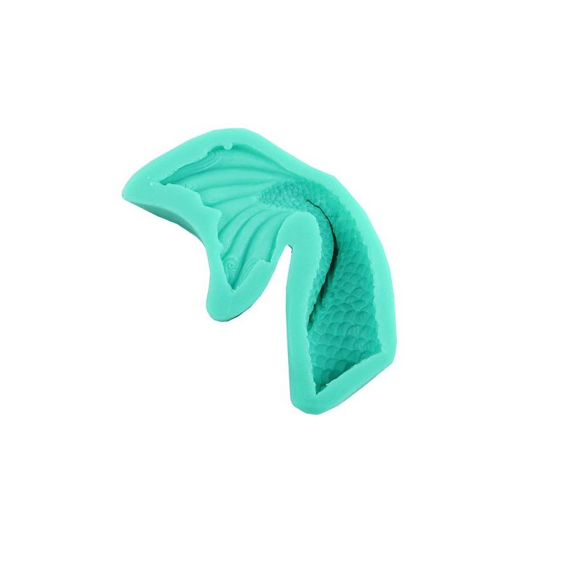 O'Creme Wavy Mermaid Tail v.1 Silicone Fondant Mold - 2" x 3.75" - Green, 1 of 4