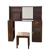 47.2'' Modern Walnut Makeup Vanity Desk with Adjustable Lighted Mirror & Storage Cabinet and Stool-Cuddlewood - 2 of 4