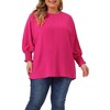 Agnes Orinda Women's Plus Size Chiffon Crew Neck Batwing Ruffle Long Sleeve Casual Blouses - 2 of 4