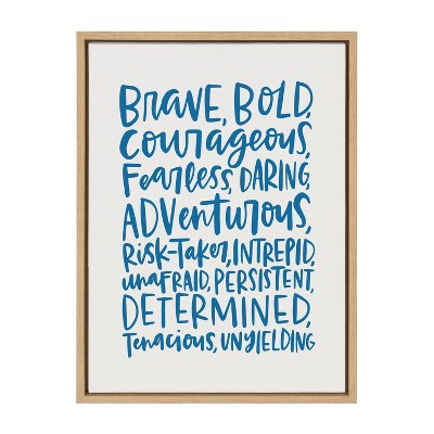 18" x 24" Sylvie Brave Bold by Alicia Schultz Framed Wall Canvas Natural - Kate & Laurel All Things Decor