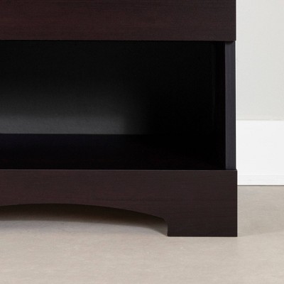 Chocolate 1-Drawer Modern Nightstand with Open Shelf