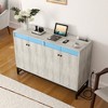 Aheaplus Storage Buffet Cabinet with Adjustable Shelves, Coffee Bar with Charging Station, LED Light - 2 of 4