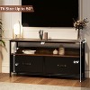 Modern TV Stand for 55-Inch TV with 2 Fabric Drawers, Open Shelves & Cable Management, Black Metal Frame Entertainment Center, Grey - 4 of 4