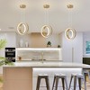 POWLIG 2-Light Gold Modern Dimmable Integrated LED Pendant Light with Adjustable Height - 3 of 4