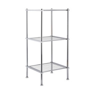 3 Tier Metro Collection Shelf Gray - Organize It All: Chrome Steel Bathroom Towel Storage Cabinet with 3 Shelves - 1 of 4