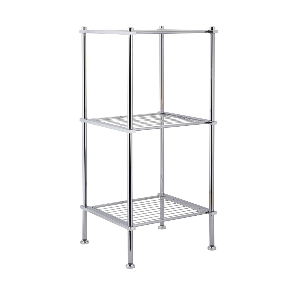 Photos - Wardrobe 3 Tier Metro Collection Shelf Gray - Organize It All: Chrome Steel Bathroom Towel Storage Cabinet with 3 Shelves