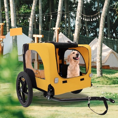 DOMETOUR Foldable Pet Stroller Pet Trailer for Small/Medium Dogs,  Quick Release Wheel, Non-Slip Floor, Internal Leash