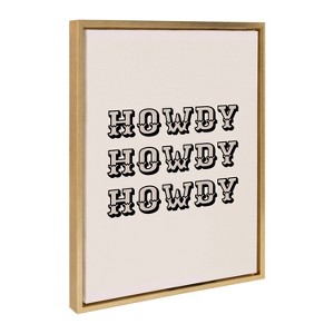Kate & Laurel All Things Decor 18"x24" Howdy Western Framed Canvas by Honey Island Studio Bright Gold - 1 of 4
