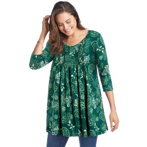Woman Within V-Neck Pintucked Tunic - 1 of 4