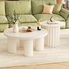 Modern Coffee Table Set of 2, Round Coffee Table with Cylindrical Leg Design and End Table, Stackable Design for Living Room - 2 of 4